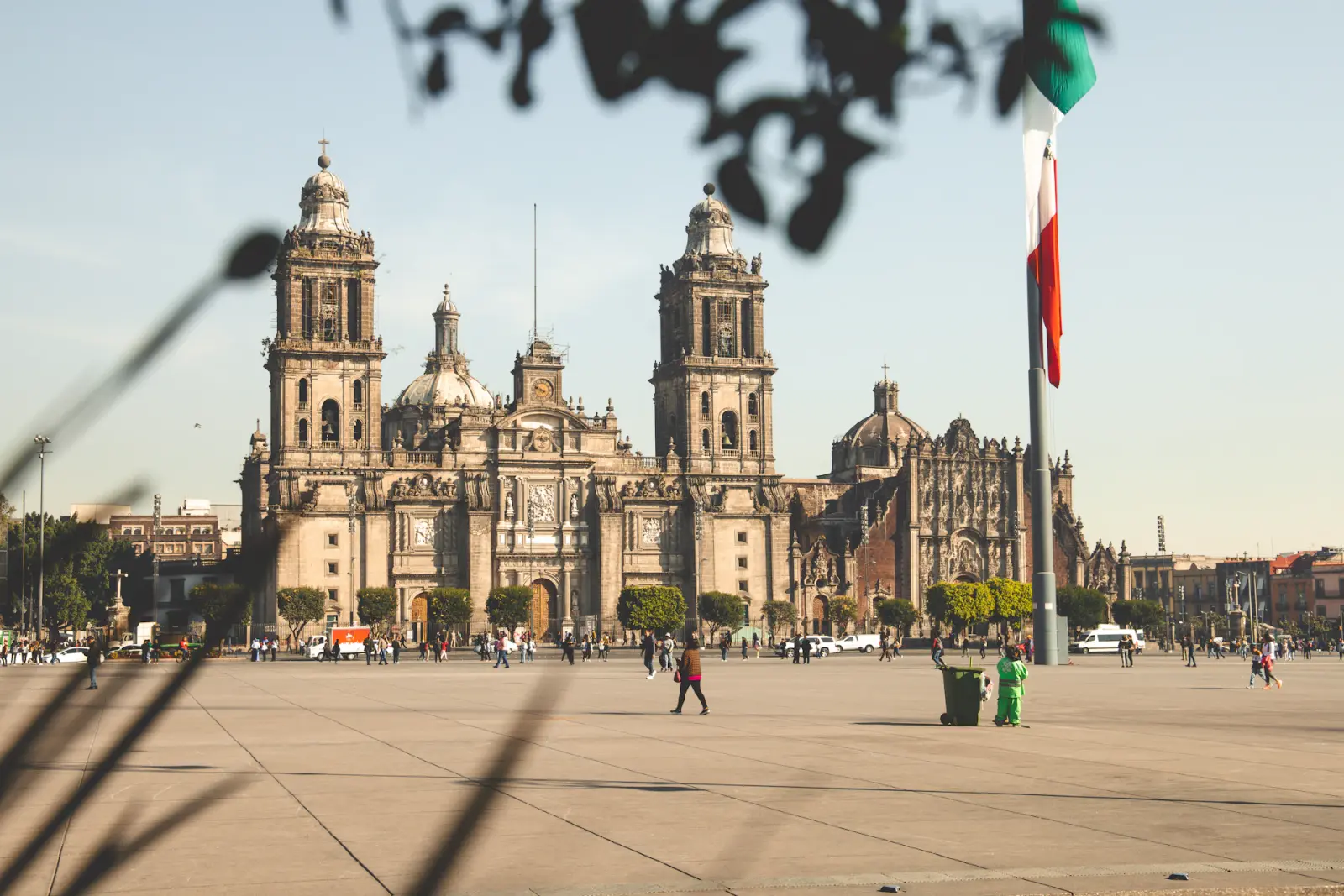 Colonial street architecture in Mexico