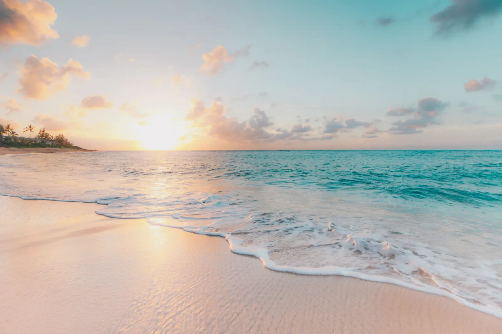 Beautiful Mexican beach at sunset